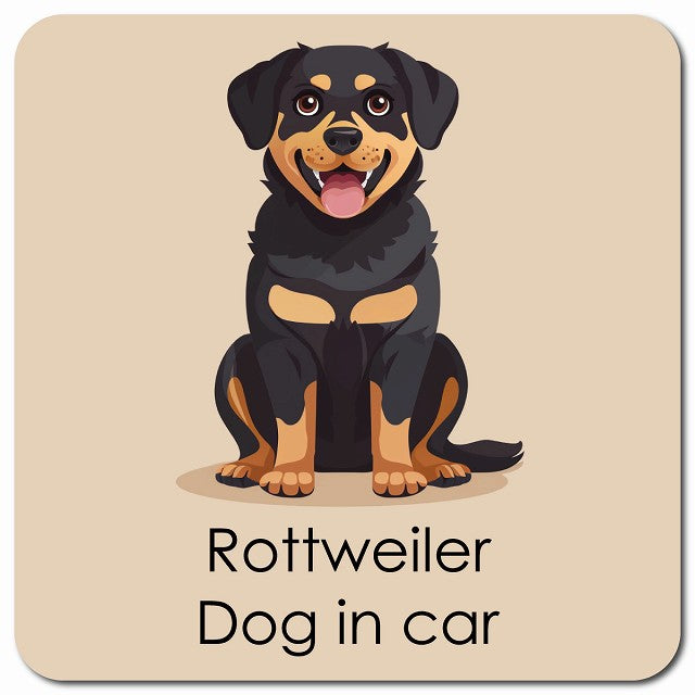 Rottweiler ロットワイラー 車用 パステル くすみカラー スタイル アニメ風 マグネット 13x13cm 正方形 カーマグネット 表示プレート