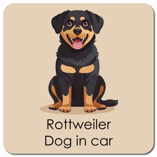 Rottweiler ロットワイラー 車用 パステル くすみカラー スタイル アニメ風 マグネット 13x13cm 正方形 カーマグネット 表示プレート