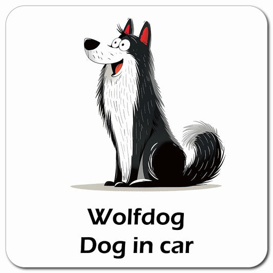 Wolfdog ウルフドッグ 車用 アメリカン カートゥーン スタイル アニメ風 マグネット 13x13cm 正方形 カーマグネット 表示プレート