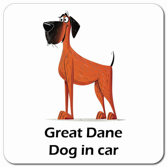 Great Dane グレートデーン 車用 アメリカン カートゥーン スタイル アニメ風 マグネット 13x13cm 正方形 カーマグネット 表示プレート