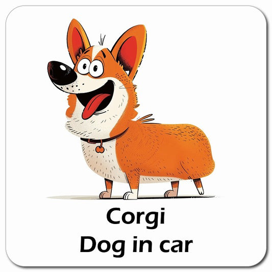 Corgi コーギー 車用 アメリカン カートゥーン スタイル アニメ風 マグネット 13x13cm 正方形 カーマグネット 表示プレート