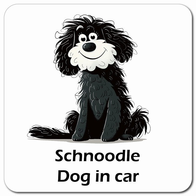 Schnoodle シュナプー 車用 アメリカン カートゥーン スタイル アニメ風 マグネット 13x13cm 正方形 カーマグネット 表示プレート