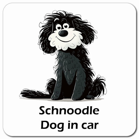 Schnoodle シュナプー 車用 アメリカン カートゥーン スタイル アニメ風 マグネット 13x13cm 正方形 カーマグネット 表示プレート