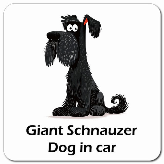 Giant Schnauzer ジャイアントシュナウザー 車用 アメリカン カートゥーン スタイル アニメ風 マグネット 13x13cm 正方形 カーマグネット 表示プレート