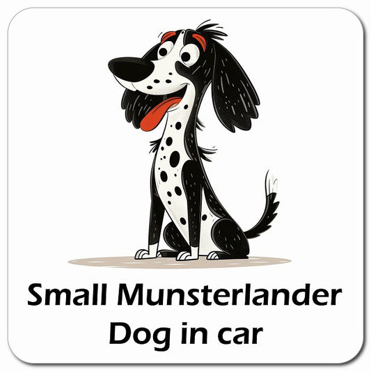 Small Munsterlander スモールミュンスターレンダー 車用 アメリカン カートゥーン スタイル アニメ風 マグネット 13x13cm 正方形 カーマグネット 表示プレート