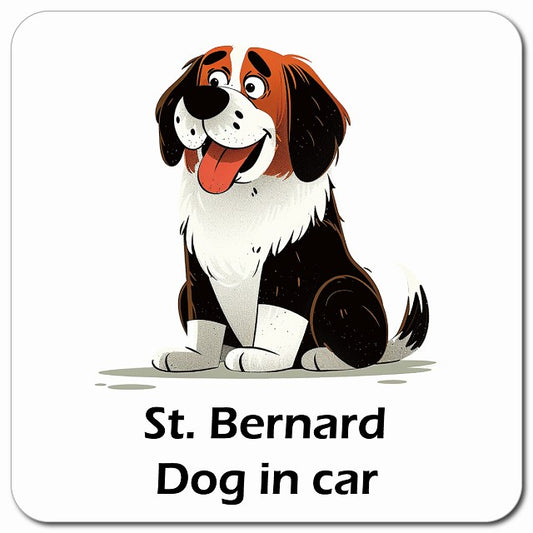 St. Bernard セントバーナード 車用 アメリカン カートゥーン スタイル アニメ風 マグネット 13x13cm 正方形 カーマグネット 表示プレート
