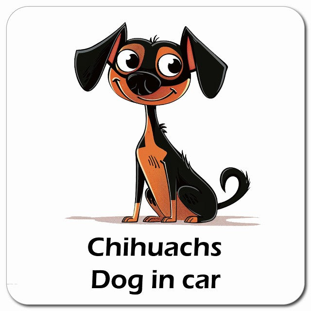 Chihuachs チワックス 車用 アメリカン カートゥーン スタイル アニメ風 マグネット 13x13cm 正方形 カーマグネット 表示プレート