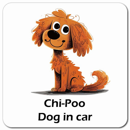 Chi-Poo チワプー 車用 アメリカン カートゥーン スタイル アニメ風 マグネット 13x13cm 正方形 カーマグネット 表示プレート