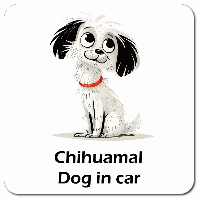 Chihuamal チワマル 車用 アメリカン カートゥーン スタイル アニメ風 マグネット 13x13cm 正方形 カーマグネット 表示プレート