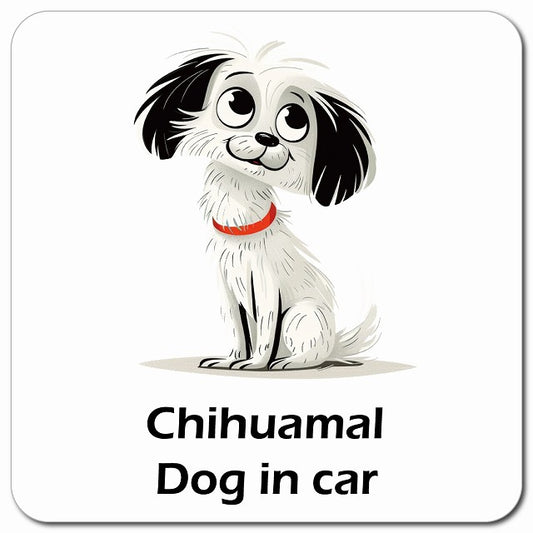 Chihuamal チワマル 車用 アメリカン カートゥーン スタイル アニメ風 マグネット 13x13cm 正方形 カーマグネット 表示プレート