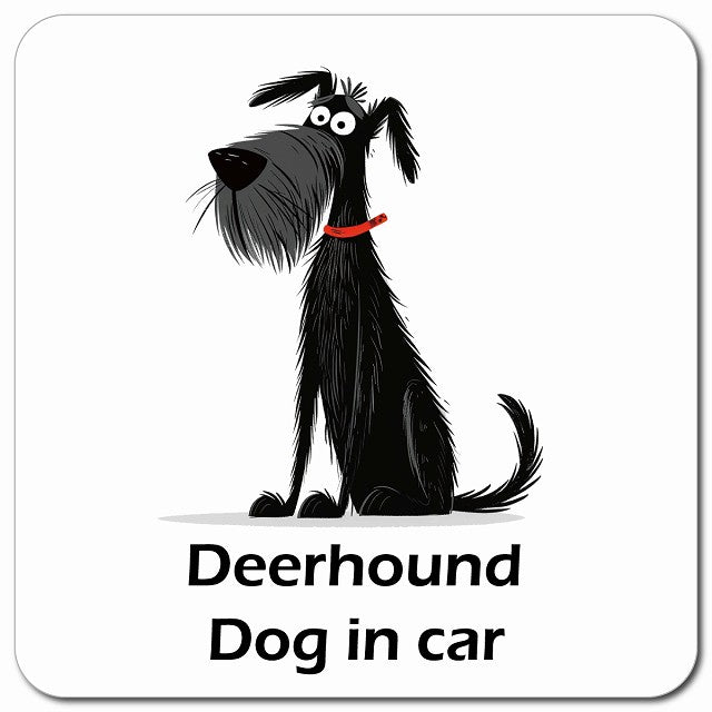 Deerhound ディアハウンド 車用 アメリカン カートゥーン スタイル アニメ風 マグネット 13x13cm 正方形 カーマグネット 表示プレート