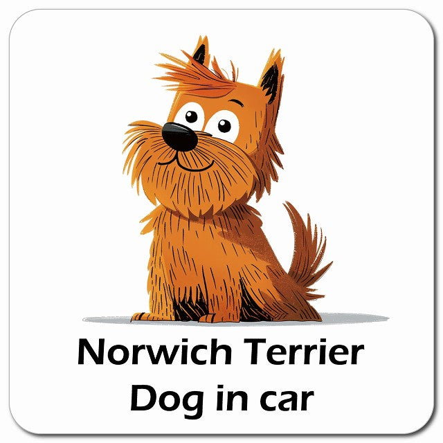 Norwich Terrier ノーリッチテリア 車用 アメリカン カートゥーン スタイル アニメ風 マグネット 13x13cm 正方形 カーマグネット 表示プレート