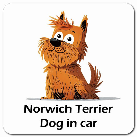Norwich Terrier ノーリッチテリア 車用 アメリカン カートゥーン スタイル アニメ風 マグネット 13x13cm 正方形 カーマグネット 表示プレート