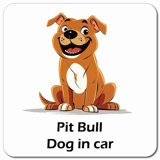 Pit Bull ピットブル 車用 アメリカン カートゥーン スタイル アニメ風 マグネット 13x13cm 正方形 カーマグネット 表示プレート