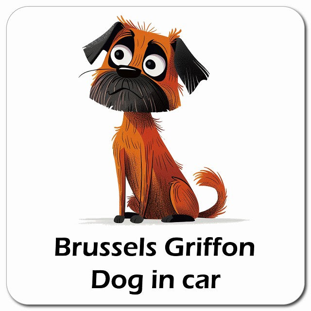 Brussels Griffon ブリュッセル・グリフォン 車用 アメリカン カートゥーン スタイル アニメ風 マグネット 13x13cm 正方形 カーマグネット 表示プレート