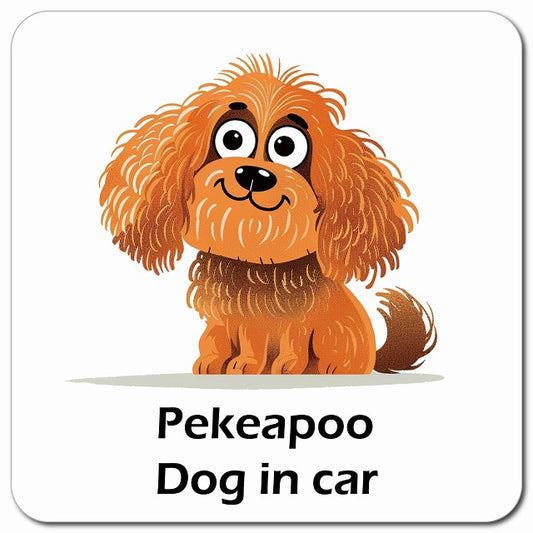 Pekeapoo ペキプー 車用 アメリカン カートゥーン スタイル アニメ風 マグネット 13x13cm 正方形