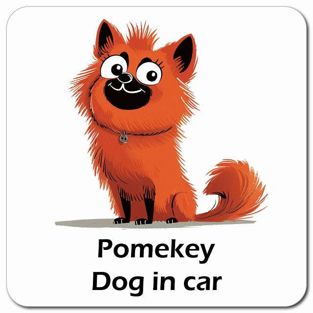 Pomekey ポメキー 車用 アメリカン カートゥーン スタイル アニメ風 マグネット 13x13cm 正方形 カーマグネット 表示プレート