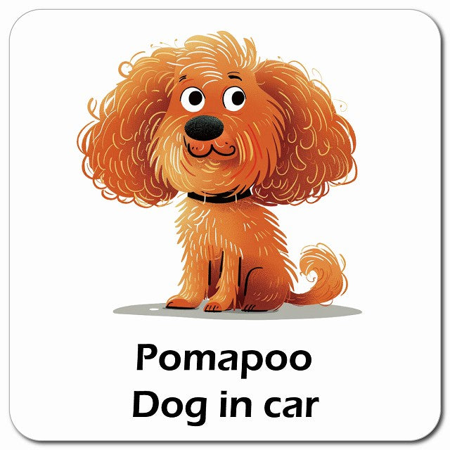 Pomapoo ポメプー 車用 アメリカン カートゥーン スタイル アニメ風 マグネット 13x13cm 正方形