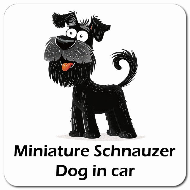 Miniature Schnauzer ミニチュアシュナウザー 車用 アメリカン カートゥーン スタイル アニメ風 マグネット 13x13cm 正方形