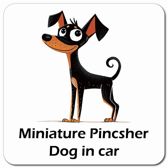 Miniature Pincsher ミニチュアピンシャー 車用 アメリカン カートゥーン スタイル アニメ風 マグネット 13x13cm 正方形
