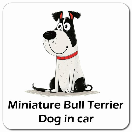 Miniature Bull Terrier ミニチュアブルテリア 車用 アメリカン カートゥーン スタイル アニメ風 マグネット 13x13cm 正方形