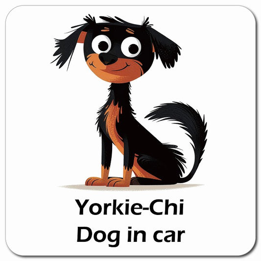 Yorkie-Chi ヨーチー 車用 アメリカン カートゥーン スタイル アニメ風 マグネット 13x13cm 正方形