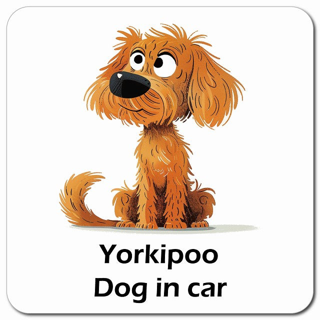 Yorkipoo ヨープー 車用 アメリカン カートゥーン スタイル アニメ風 マグネット 13x13cm 正方形 カーマグネット 表示プレート
