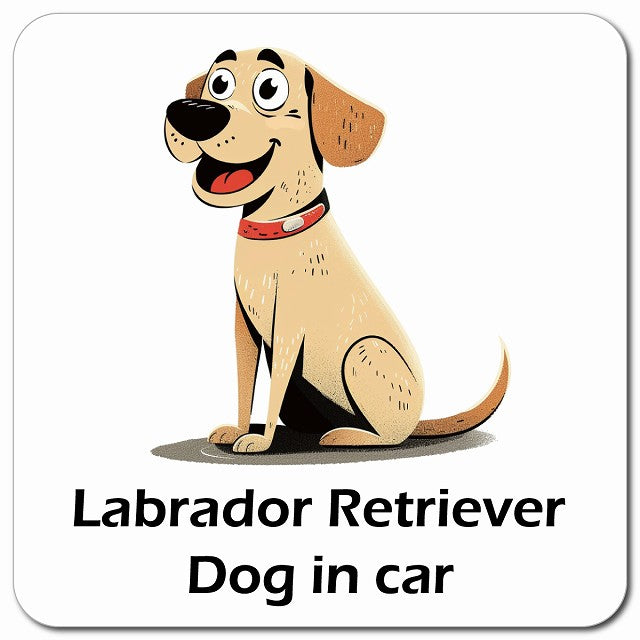 Labrador Retriever ラブラドルレトリバー 車用 アメリカン カートゥーン スタイル アニメ風 マグネット 13x13cm 正方形 カーマグネット 表示プレート