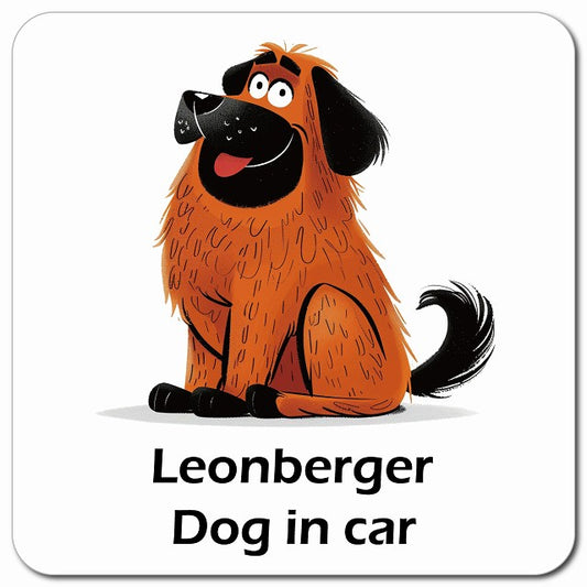 Leonberger レオンベルガー 車用 アメリカン カートゥーン スタイル アニメ風 マグネット 13x13cm 正方形