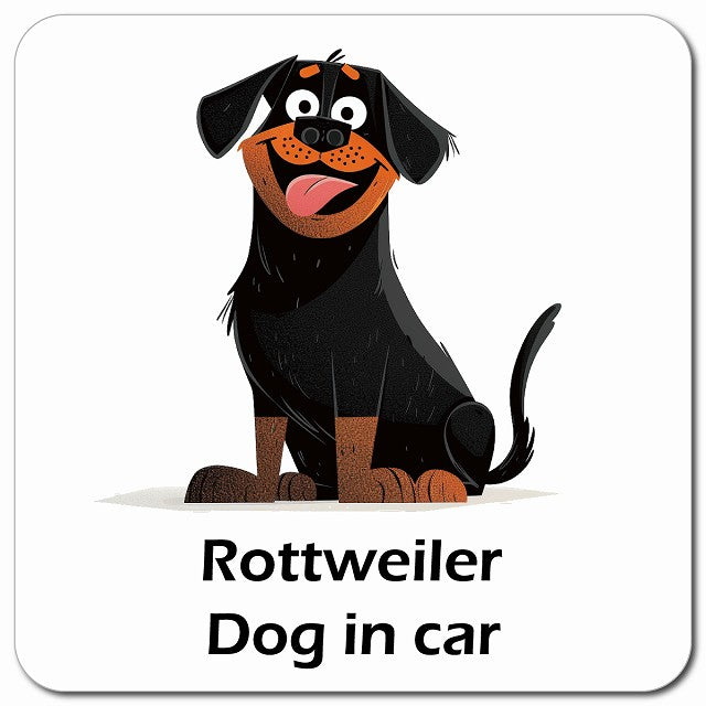 Rottweiler ロットワイラー 車用 アメリカン カートゥーン スタイル アニメ風 マグネット 13x13cm 正方形