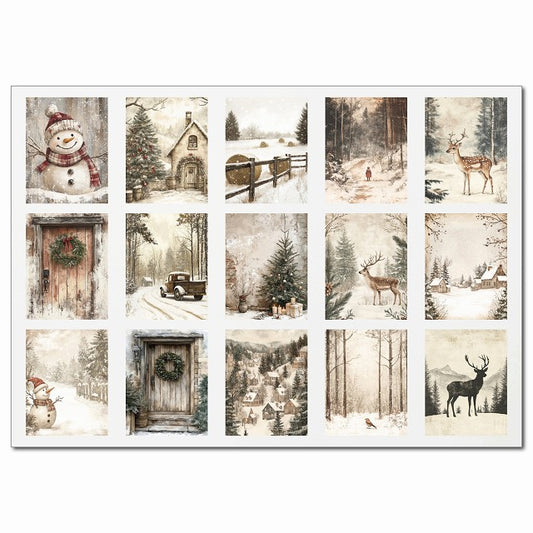 アンティーク調ウィンターアート・Bグループ 15柄 A4サイズ まとめて 詰め合わせ
