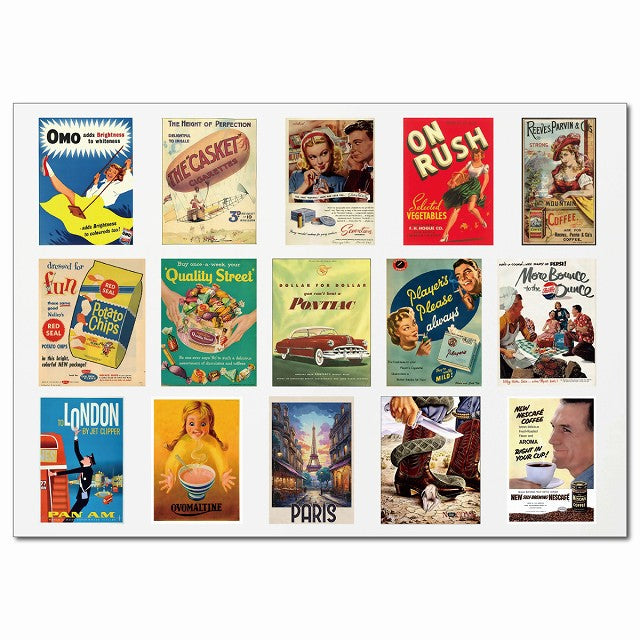 ミッドセンチュリー広告アート・Cグループ 15柄 A4サイズ まとめて 詰め合わせ