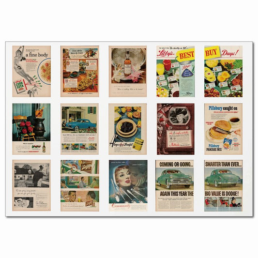 レトロアメリカン広告ポスター・Aグループ 15柄 A4サイズ まとめて 詰め合わせ