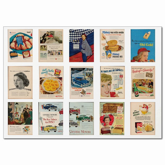 レトロアメリカン広告ポスター・Bグループ 15柄 A4サイズ まとめて 詰め合わせ