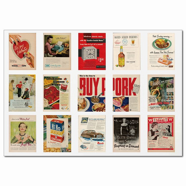 レトロアメリカン広告ポスター・Cグループ 15柄 A4サイズ まとめて 詰め合わせ