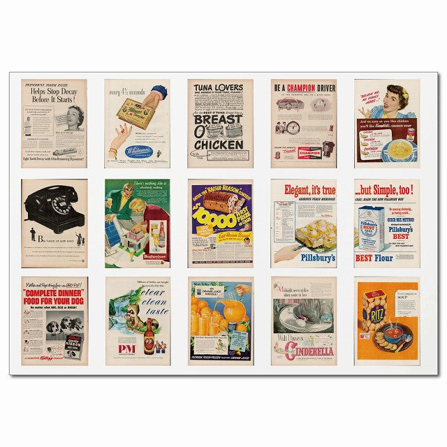 レトロアメリカン広告ポスター・Dグループ 15柄 A4サイズ まとめて 詰め合わせ