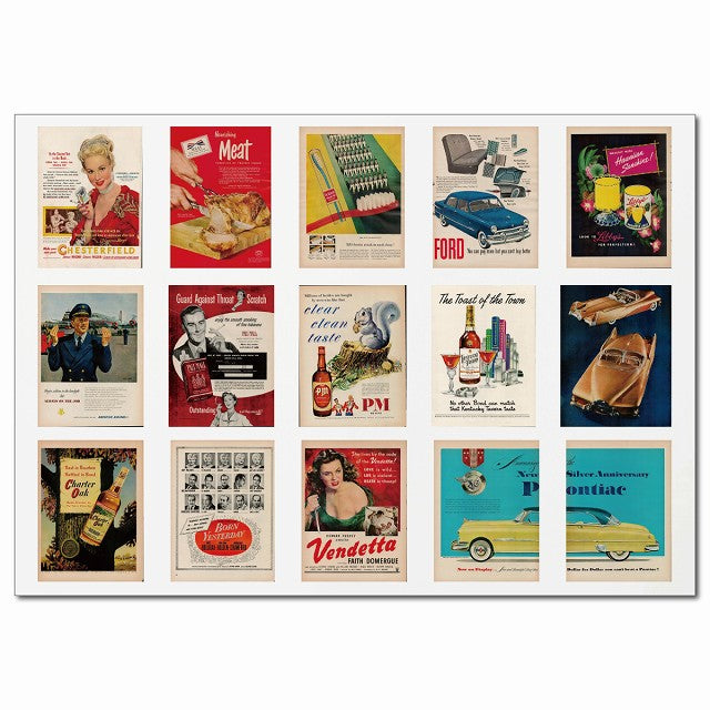 レトロアメリカン広告ポスター・Eグループ 15柄 A4サイズ まとめて 詰め合わせ