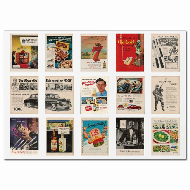 レトロアメリカン広告ポスター・Fグループ 15柄 A4サイズ まとめて 詰め合わせ