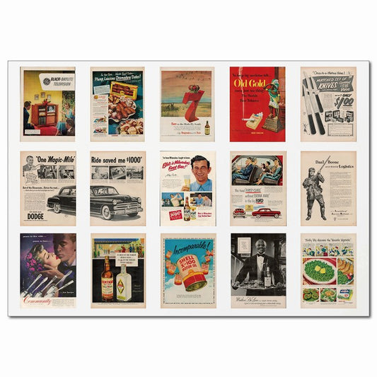 レトロアメリカン広告ポスター・Fグループ 15柄 A4サイズ まとめて 詰め合わせ