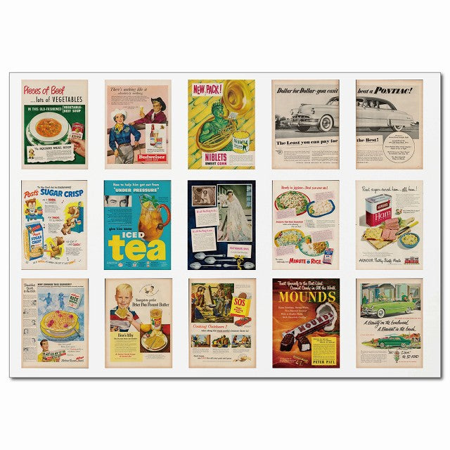 レトロアメリカン広告ポスター・Gグループ 15柄 A4サイズ まとめて 詰め合わせ