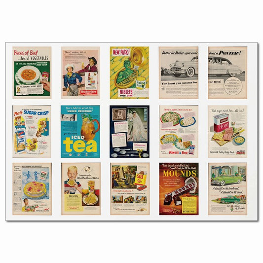 レトロアメリカン広告ポスター・Gグループ 15柄 A4サイズ まとめて 詰め合わせ