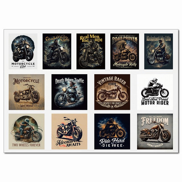 ヴィンテージバイカーポスター・Bグループ 13柄 A4サイズ まとめて 詰め合わせ