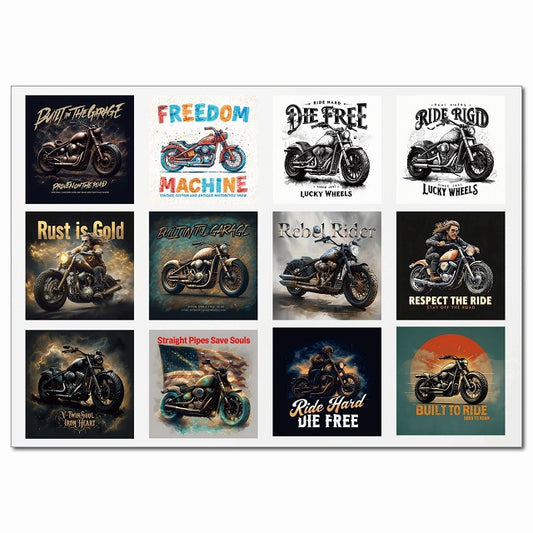 ヴィンテージバイカーポスター・Cグループ 12柄 A4サイズ まとめて 詰め合わせ