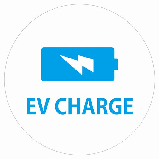 EV Charge バッテリー デザイン タイプ ホワイトライトブルー 電気自動車 充電 チャージ ステッカー 直径13cm シール サインステッカー