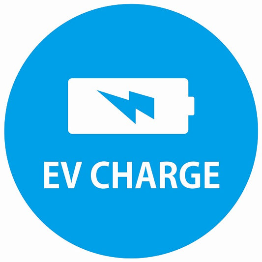 EV Charge バッテリー デザイン タイプ ライトブルーホワイト 電気自動車 充電 チャージ ステッカー 直径13cm シール サインステッカー