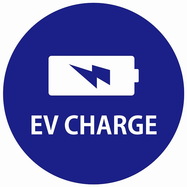 EV Charge バッテリー デザイン タイプ ネイビーホワイト 電気自動車 充電 チャージ ステッカー 直径13cm シール サインステッカー