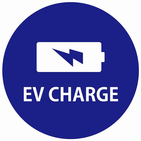 EV Charge バッテリー デザイン タイプ ネイビーホワイト 電気自動車 充電 チャージ ステッカー 直径13cm シール サインステッカー
