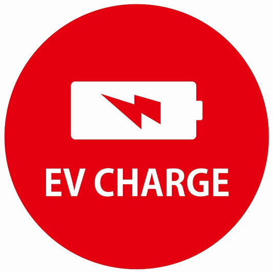 EV Charge バッテリー デザイン タイプ レッドホワイト 電気自動車 充電 チャージ ステッカー 直径13cm シール サインステッカー
