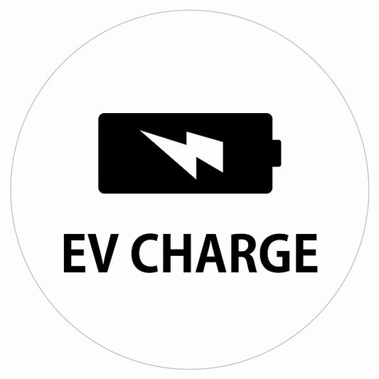 EV Charge バッテリー デザイン タイプ ホワイトブラック 電気自動車 充電 チャージ ステッカー 直径13cm シール サインステッカー
