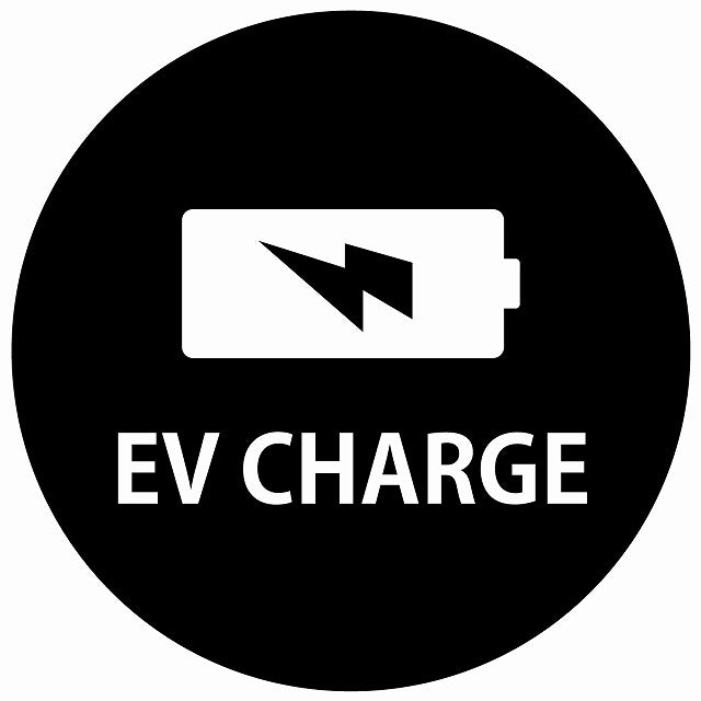 EV Charge バッテリー デザイン タイプ ブラックホワイト 電気自動車 充電 チャージ ステッカー 直径13cm シール サインステッカー